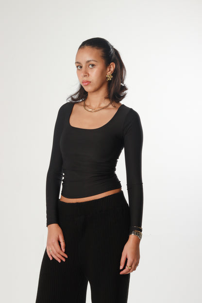 long sleeve basic black top